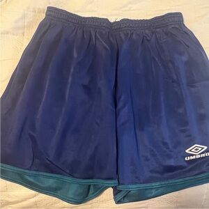 Umbro Men's Blue and Green Athletic Shorts